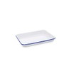 Enamelware Small Rectangular Tray, 11.25 x 9 inches, Vintage White/Blue
