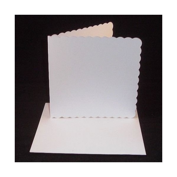10 x 8"x8" White Scalloped Card Blanks With White Envelopes
