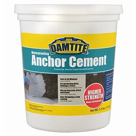 DAMTITE Waterproofing Anchor Cement, Non-Shrinking & Long-Lasting, Use On Concrete, Brick, & Stone, Sets in 30 Minutes (Gray, 2.5lb)