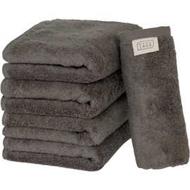 Kenkyujo Towels Volume Rich #003 Face Towel, Set of 5, Fluffy, Hotel Specifications, Rapid Absorption, 100% Cotton, Durable, Less Shedding, Available in 10 Colors, Japanese Technology, Charcoal Gray