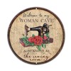 Welcome to My Woman Cave Round Metal Sign Sewing Room