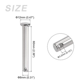 METALLIXITY 1pc 8mmx60mm Single Hole Flat Head 304 Stainless Steel Clevis Pin for Metal Devices Furniture Mounting Industrial DIY