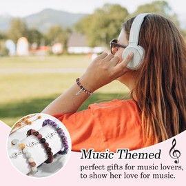 Music Gifts for Women, Music Themed Gifts for Music Lovers, Music Notes Bracelet for Music Teacher/ Music Band/ Musicians/ Music Student Birthday Christmas Thanksgiving Teachers Day Retirement Gift, R