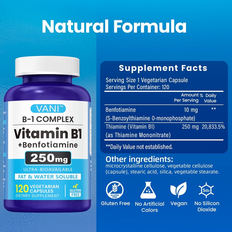 VANI 250mg Vitamin B1 with Benfotiamine, Complex 2 in 1