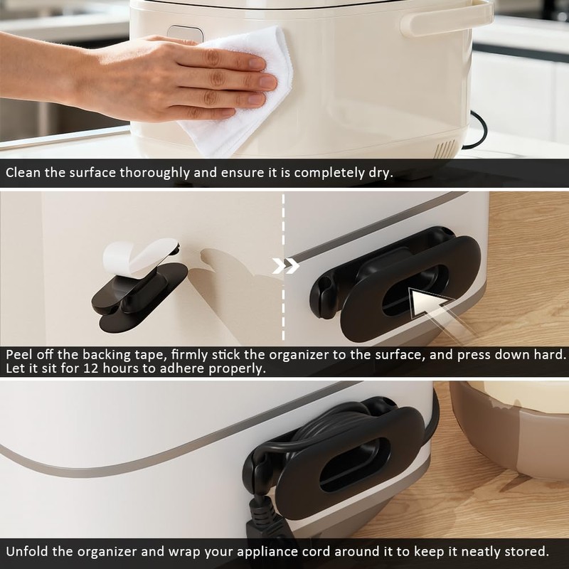 Baskiss 6 Pack Cord Organizer for Kitchen Appliances, Black