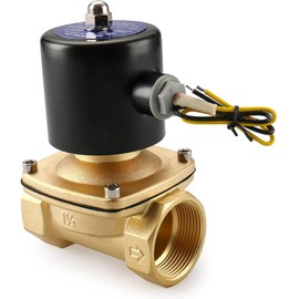 Baomain Electric Solenoid Valve Port 1-1/2" 110 VAC Thread Direct Acting Normally Closed(NC) Compatible with Water Gold