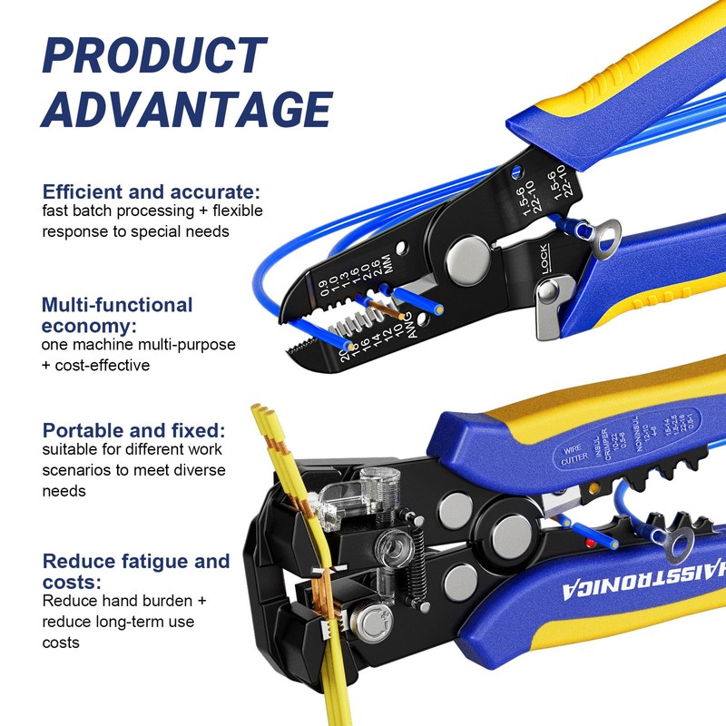 haisstronica Wire Stripper Tool Set, 10-24 AWG Self-Adjusting & Manual,