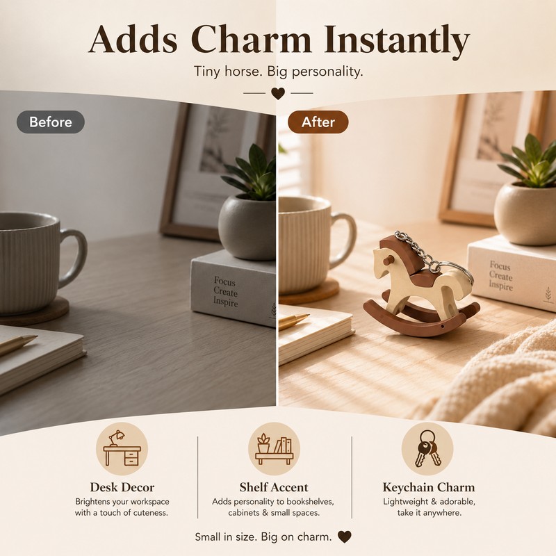 Cartoon Rocking Horse Figurine for Desk Decor – 3D Printed