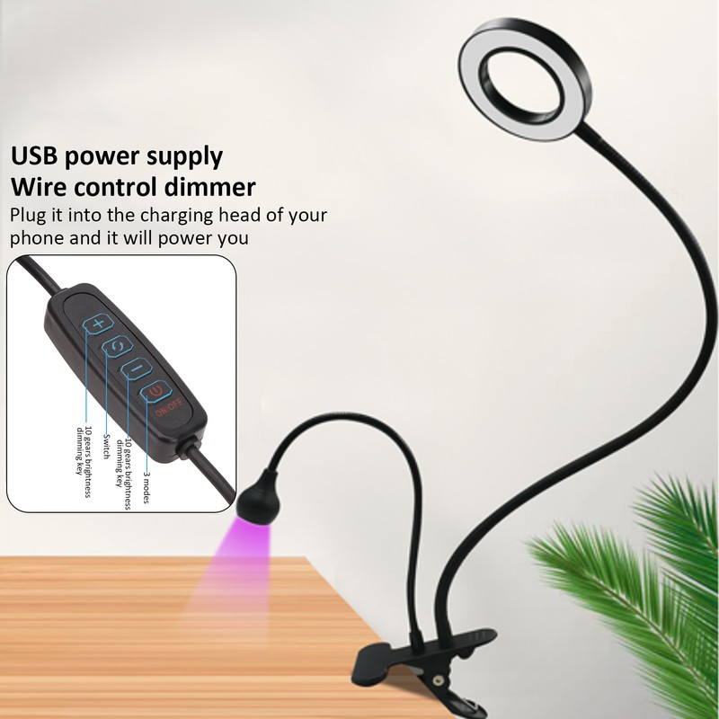 2 in 1 Gooseneck Curing Lamp USB Interface Adjustable Bendable