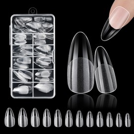 Eupneicu False Nail Tips, Pack of 240 False Nail Acrylic Artificial Nail Tips, Full Cover Nail Tips, Transparent for Nail Studios, Starter DIY, 12 Sizes [Water Drops]
