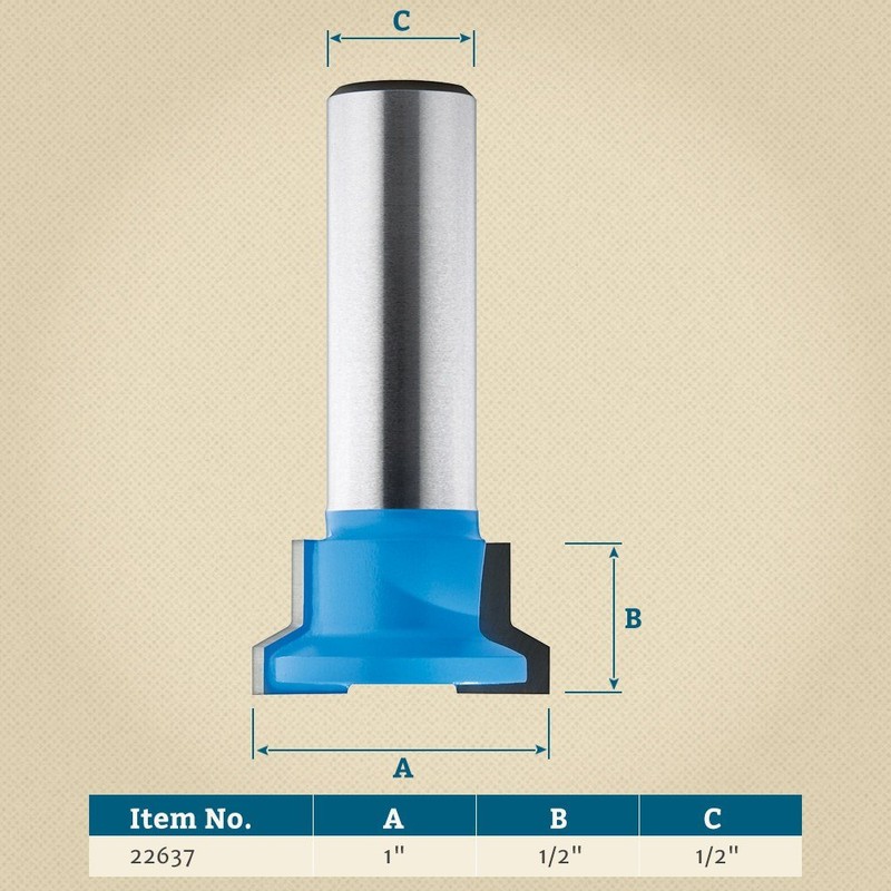Drawer Lock Router Bit - 1" Dia x 1/2" H