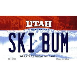 Ski Bum Utah State License Plate Magnet M-10206 Mini Licence Plate Magnet