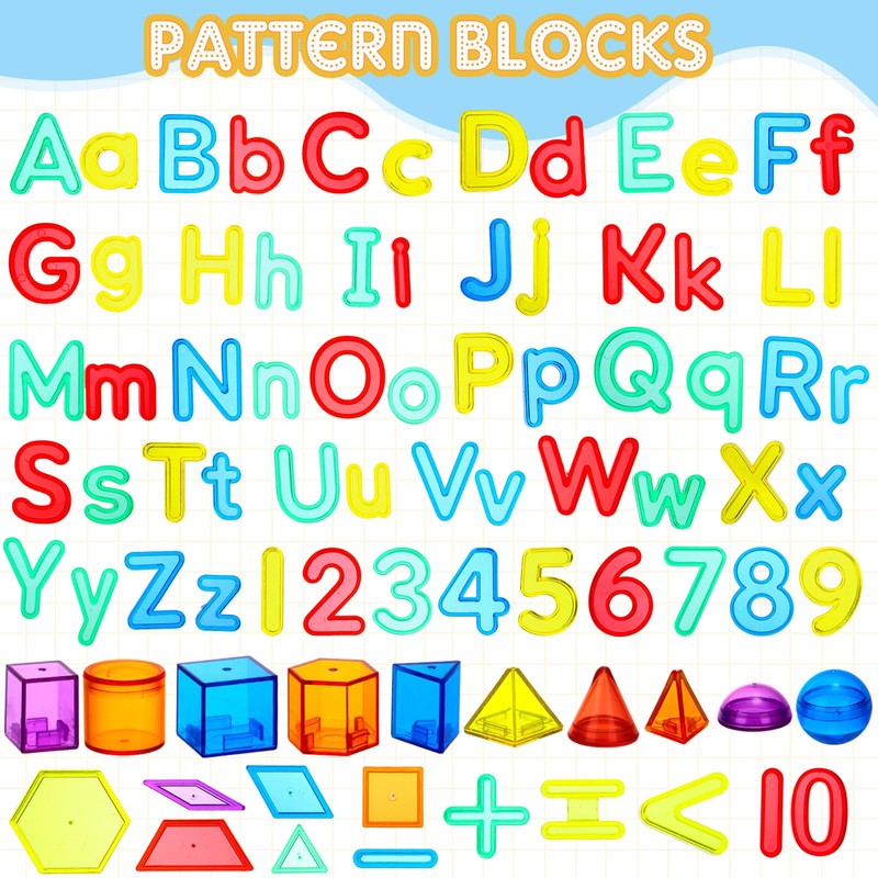 Blueweenly 268 Pcs Plastic Practice Set Transparent Letters and Numbers
