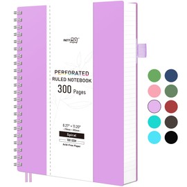 RETTACY A4 Lines Spiral Notebook, Spiral Bound Notebooks, 300 Perforated Pages/150 Tear Off Sheets, 100gsm Paper with Colourful, DIY Function, 8.5 x 11 Inch - Purple