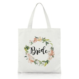 Bride Bag for Wedding Day Canvas, Bride To Be Tote Bag Bride Hen Do Bag Engagement Hen Party Gifts for The Bride (Bride)