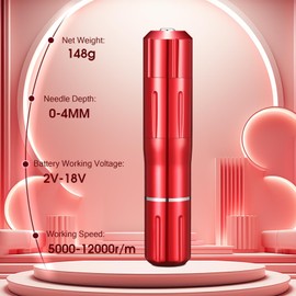 Tattoo Gun Kit - Tattoo Machine Kits Tattoo Supplies Set Tattoo Pen With Tattoo Needles Transfer Paper Suitcase for Tattoo Beginners (red 2)