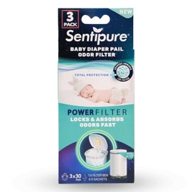 Sentipure® Nappy Bin Odours Filter Reduces Odours - Ultra Absorbent - Compatible with Standard Baby Nappy Pails: Angelcare, Levias, Rotho, Korbell, Sprout, Ubbi, 1x Filter for 90 Days