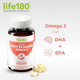 Life180 Omega 3 con Aceite de Salmón DHA y EPA 60 Softgels