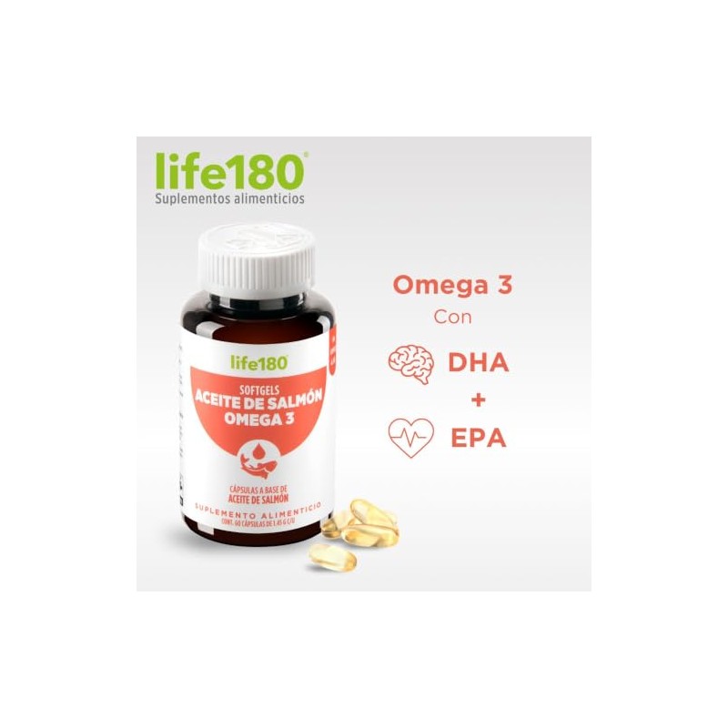 Life180 Omega 3 con Aceite de Salmón DHA y EPA