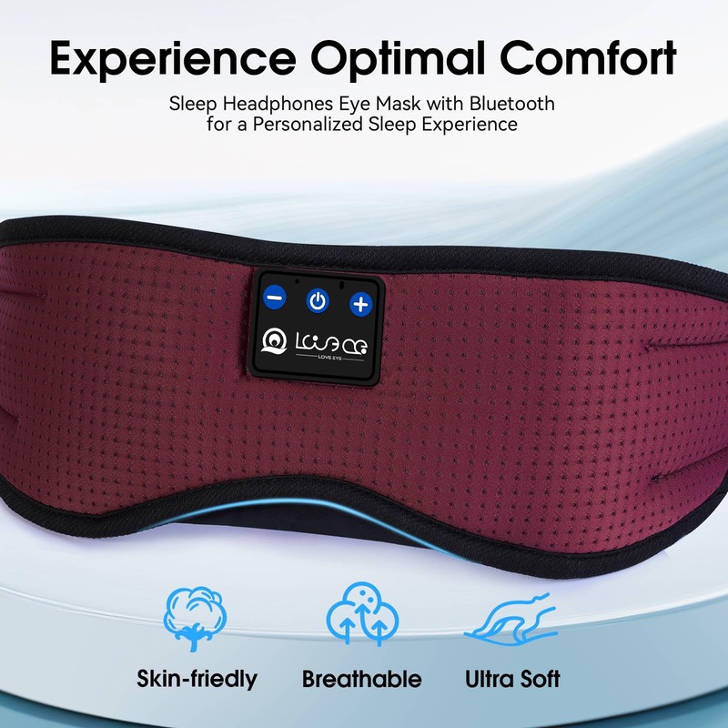 LOVE EYE Sleeping Mask, Side Sleeper, Sleeping Mask with Headphones,