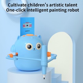 Drawing Robot for Kids, 100 Drawing Cards Automatic Painting Early Educational Robot Set with 12 Colored Drawing Pens, Interactive Talking Drawing Robot Girls and Boys