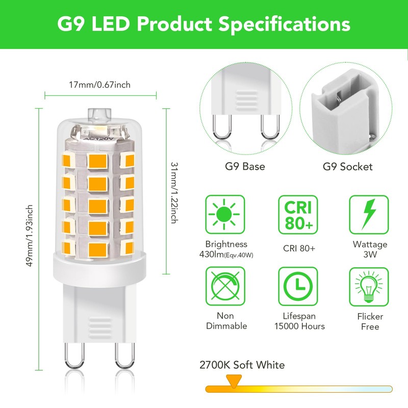 BUBO G9 LED Bulb 2700K Soft White 430 Lumens, 3W