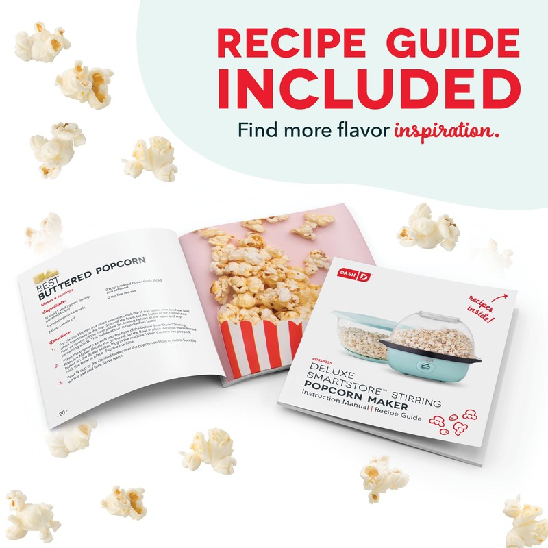 DASH SmartStore™ Deluxe Stirring Popcorn Maker, Hot Oil Electric Popcorn