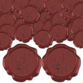 CRASPIRE 100Pcs Six Pointed Star Wax Seal Stickers 30mm Classic Red Envelope Sealing Stamp Sticker Self Adhesive for Valentine’s Day Wedding Invitation Birthday Gift Wrapping Christmas DIY Craft Decor