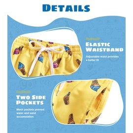 Cozople Boys Swim Trunks Summer Quick Dry UPF50+ Bathing Suit Funny Ice Cream Graphic Swimwear Inner Compression Shorts Lining Sports Surfing Boardshorts Stretchy No Mesh Swimsuit Size 8