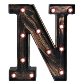Pooqla Vintage Light Up Marquee Letters with Lights â Illuminated Industrial Style Lighted Alphabet Letter Signs - Coffee Bar Apartment Bedroom Wall Home Initials Decor - N