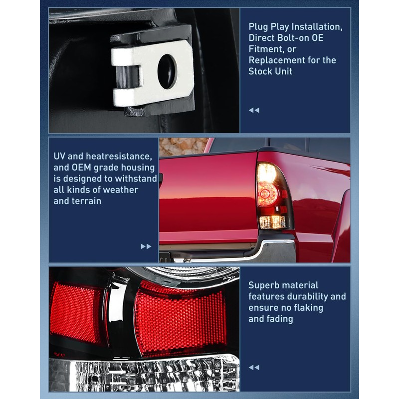 Nilight Taillight Assembly Compatible with Toyota Tacoma 2005 2006 2007