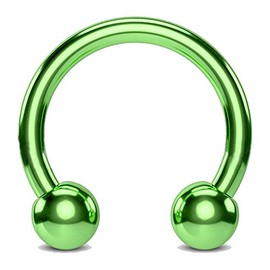 FIFTH CUE Titanium IP Over 316L Surgical Steel Circular Horseshoe Barbells w/Balls (Multiple Colors & Sizes), Metal, no gemstone