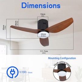 Xcity 40 Inch Ceiling Fan with LED Light, Remote and App Control, 6-Speed Reversible Airflow - Max 3110 CFM, 3 Color Temps, 4H Timer, Quiet DC Motor for Indoor Use