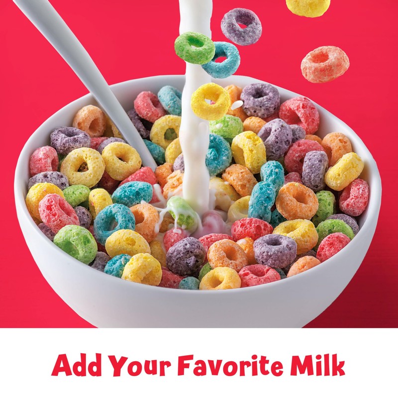 Kellogg's Froot Loops Breakfast Cereal, Fruit Flavored, Breakfast Snacks with