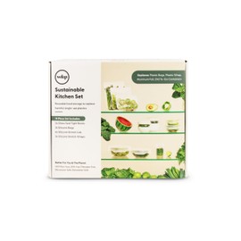 W&P Sustainable Kitchen Set, 14 Pieces (Seal Tight Bowls, Silicone Bags, Stretch Lids & Stretch Wrap) Non-Toxic, Microwave-Safe, Dishwasher-Safe