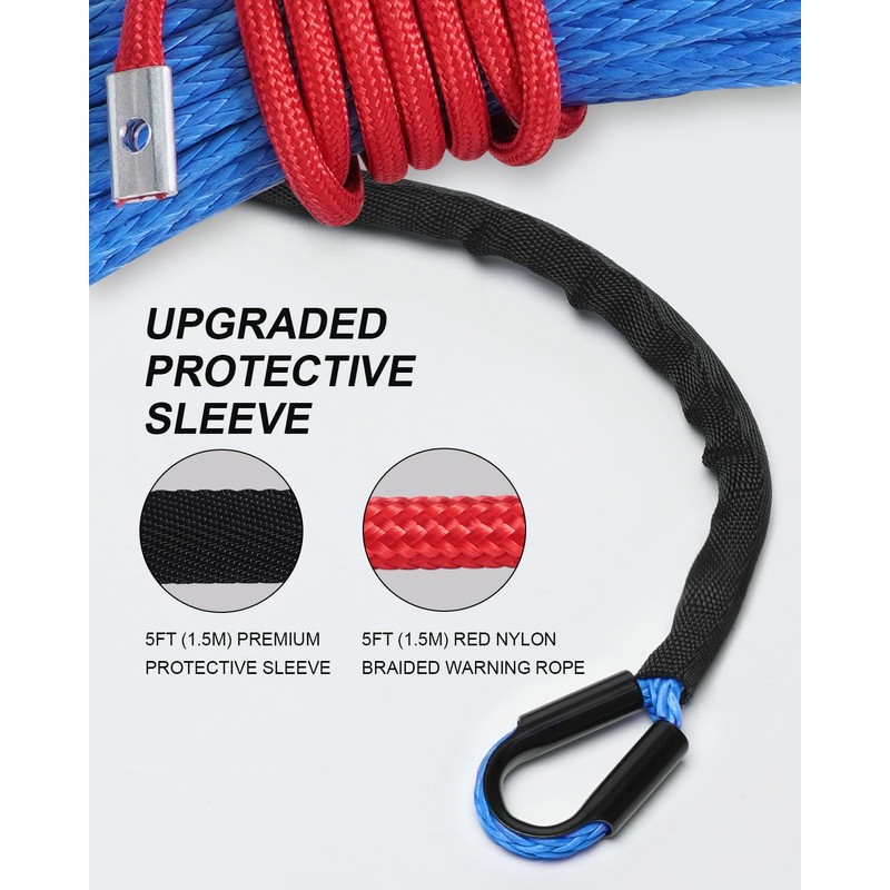 Kolvoii Synthetic Winch Rope Kit, 1/4" x 50ft 9,650lbs Winch