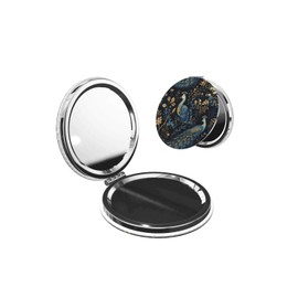 KWSAAHU Double-Sided Pocket Compact Mini Makeup Mirrors 1x, 2X Magnifying Mirror Portable Foldable Round Small Purse Mirror Suitable Daily Travel Party for Woman Man - Peacock