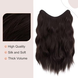 TESS Clip-In Extensions Wavy 45 cm Hair Extensions Clip in Dark Brown Synthetic Hair One Piece with 5 Clips Hairpiece Extensions U Shape