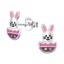 Easter Bunny Rabbit Egg Earrings - 925 Sterling Silver