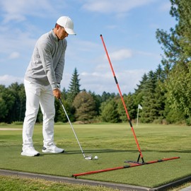 Golf Swing Alignment Trainer for Practice – Adjustable Fiberglass Rod & Angle Holder for Indoor & Outdoor Drills