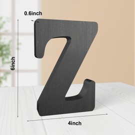 WOODOUNAI 6 Inch Rustic Black Wood Letters Unfinished Wood Letters for Wall Decorative Black Retro Standing Letters Sign Board Decoration for Craft Home Party Projects (Z)