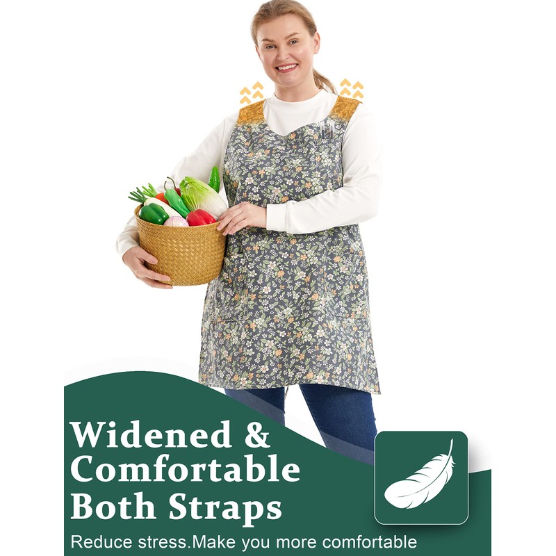 APRONNER Plus Size Aprons for Women with Pockets Cotton Linen