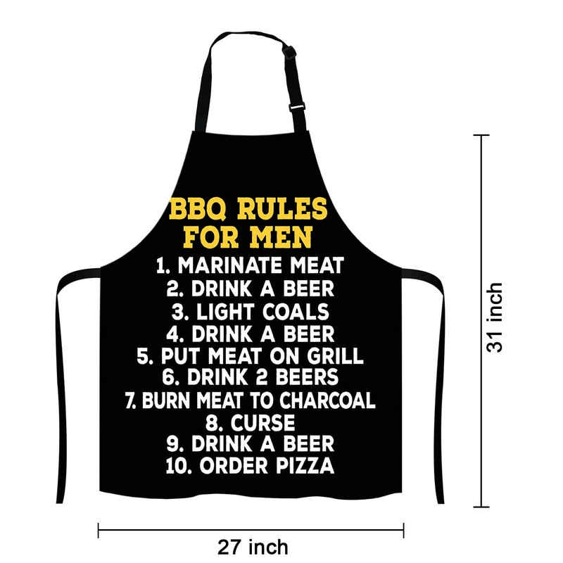 Lefolen Barbeque Rules For Men BBQ Cooking Funny Novelty Apron