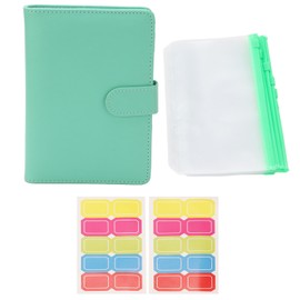 Binder Planner A6 6 Holes PVC PU Leather Sufficient Capacity Loose Leaf Rings Soft Waterproof Portable Binder Notebook Green