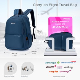 SPAHER Wizzair Hand Luggage 40 x 30 x 20 Ultralight Travel Backpack 25L Hand Luggage for Easyjet Waterproof Travel Bag Under Seat Hand Luggage Small City Backpack College Weekender Backpack Men Women,