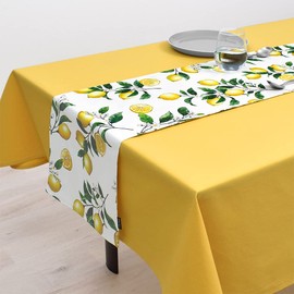 Table Runner, Reversible 100% Cotton, Scandinavian Style, Table Center, 11.8 x 82.7 inches (30 x 210 cm), Soleil, Sunflower, Style Decor W2604230