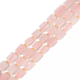 Unbranded Natural Rose Quartz Rectangle Cuboid Beads Size 8-10x10-15mm 15.5'' Strand