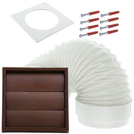 SPARES2GO Universal Exterior Wall Tumble Dryer Venting Kit (Brown, 4" / 102mm)