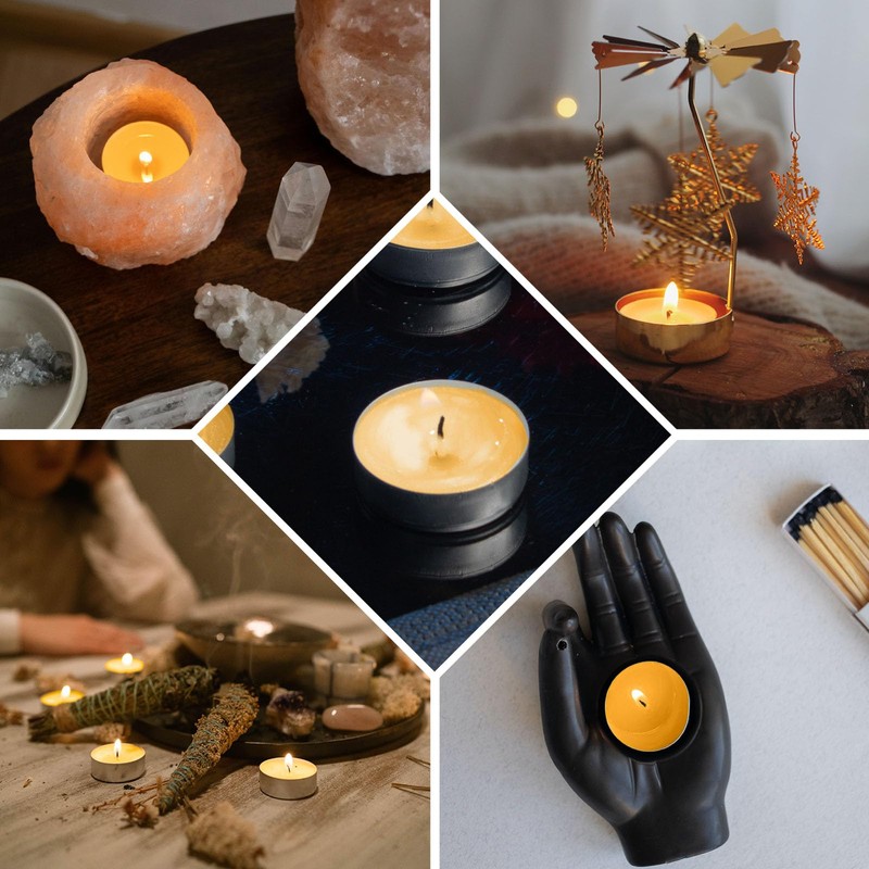 Natural Beeswax Tealight Candles in Metal Aluminum Cup - Organic