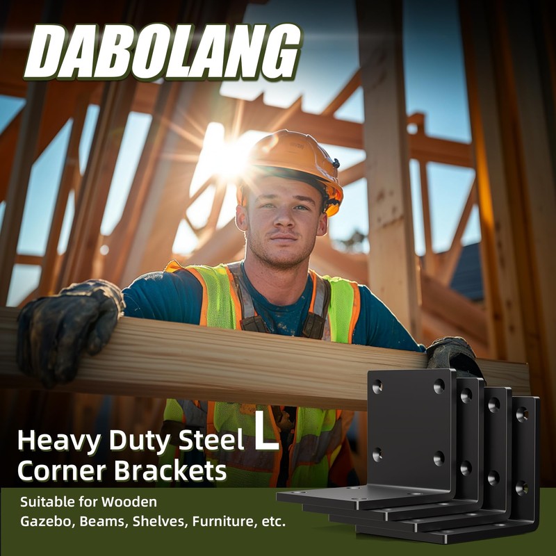 Wuno Shop 4 Pcs 6"x6"x5" Heavy Duty Steel Corner Brackets,